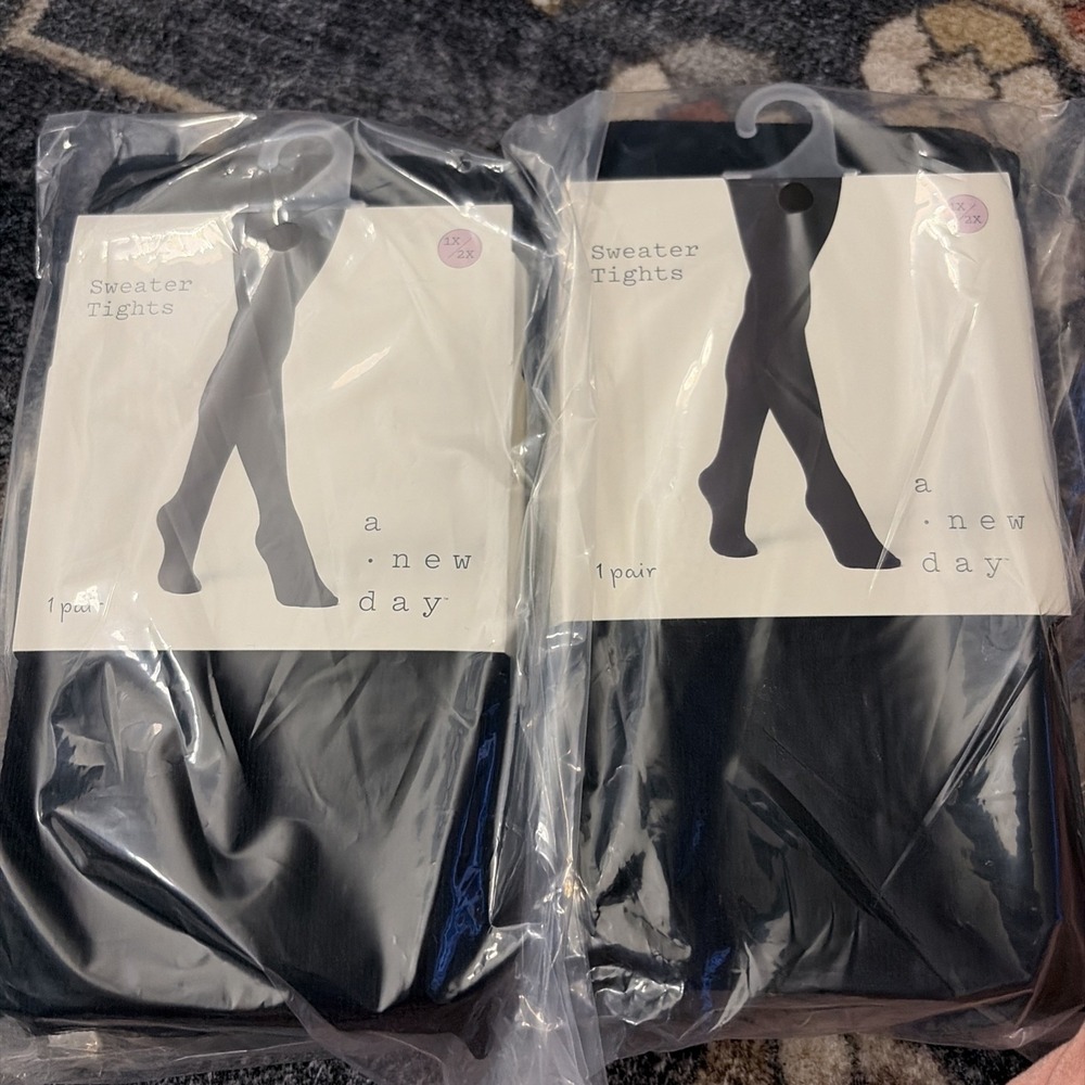 2 X Women's Knit Sweater Tights Black Size 1X / 2X - A New Day